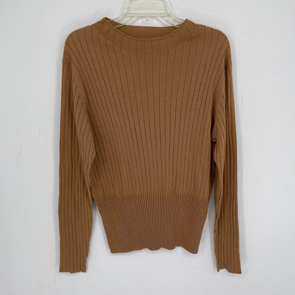 Banana Republic Women's Brown Ribbed Knit Merino Wool Pullover Sweater Size XXL